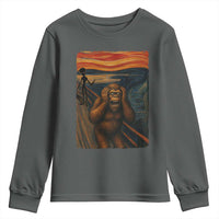 Funny Bigfoot And Alien Youth Sweatshirt Parody The Scream Art Meme Gift - Wonder Print Shop