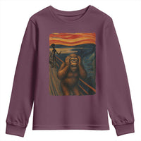 Funny Bigfoot And Alien Youth Sweatshirt Parody The Scream Art Meme Gift - Wonder Print Shop