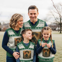 Samurai Bigfoot V-Neck Knit Sweater Vest Japanese Vintage Ukiyoe Style - Wonder Print Shop