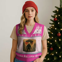 Samurai Bigfoot V-Neck Knit Sweater Vest Japanese Vintage Ukiyoe Style - Wonder Print Shop