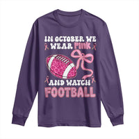 In October We Wear Pink And Watch Football Long Sleeve Shirt Breast Cancer Awareness Gift - Wonder Print Shop