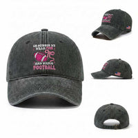 In October We Wear Pink And Watch Football Washed Cotton Baseball Cap Breast Cancer Awareness Gift