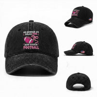 In October We Wear Pink And Watch Football Washed Cotton Baseball Cap Breast Cancer Awareness Gift