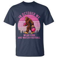 In October We Wear Pink Football T Shirt Support Breast Cancer Awareness - Wonder Print Shop