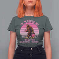 In October We Wear Pink Football T Shirt For Women Support Breast Cancer Awareness - Wonder Print Shop