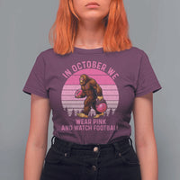 In October We Wear Pink Football T Shirt For Women Support Breast Cancer Awareness - Wonder Print Shop