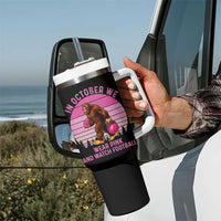 In October We Wear Pink Football Tumbler With Handle Support Breast Cancer Awareness