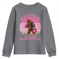 In October We Wear Pink Football Youth Sweatshirt Support Breast Cancer Awareness - Wonder Print Shop