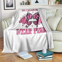 In October We Wear Pink Football Throw Blanket Funny Football Awareness Gift - Wonder Print Shop