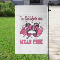 In October We Wear Pink Football Garden Flag Funny Football Awareness Gift - Wonder Print Shop