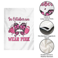 In October We Wear Pink Football Garden Flag Funny Football Awareness Gift - Wonder Print Shop