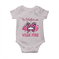 In October We Wear Pink Football Baby Onesie Funny Football Awareness Gift - Wonder Print Shop