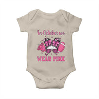 In October We Wear Pink Football Baby Onesie Funny Football Awareness Gift - Wonder Print Shop