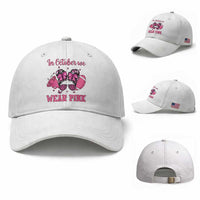 In October We Wear Pink Football Baseball Cap Funny Football Awareness Gift
