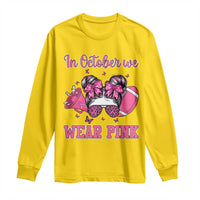 In October We Wear Pink Football Long Sleeve Shirt Funny Football Awareness Gift - Wonder Print Shop