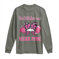 In October We Wear Pink Football Long Sleeve Shirt Funny Football Awareness Gift - Wonder Print Shop