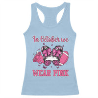In October We Wear Pink Football Racerback Tank Top Funny Football Awareness Gift - Wonder Print Shop