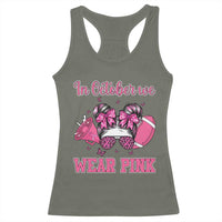 In October We Wear Pink Football Racerback Tank Top Funny Football Awareness Gift - Wonder Print Shop