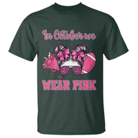 In October We Wear Pink Football T Shirt Funny Football Awareness Gift - Wonder Print Shop