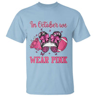 In October We Wear Pink Football T Shirt Funny Football Awareness Gift - Wonder Print Shop
