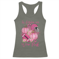 Football Breast Cancer Awareness Racerback Tank Top In October We Wear Pink Gift - Wonder Print Shop