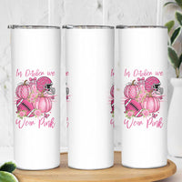Football Breast Cancer Awareness Skinny Tumbler In October We Wear Pink Gift