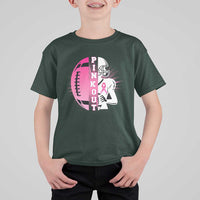 Pink Out Game Day Football T Shirt For Kid Breast Cancer Support - Wonder Print Shop