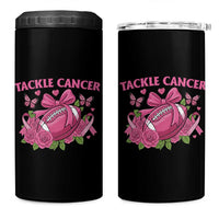 Tackle Cancer 4 in 1 Can Cooler Tumbler Football Breast Cancer Awareness Pink Ribbon