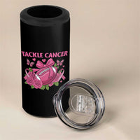 Tackle Cancer 4 in 1 Can Cooler Tumbler Football Breast Cancer Awareness Pink Ribbon