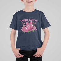 Tackle Cancer T Shirt For Kid Football Breast Cancer Awareness Pink Ribbon - Wonder Print Shop