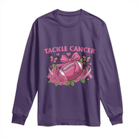 Tackle Cancer Long Sleeve Shirt Football Breast Cancer Awareness Pink Ribbon - Wonder Print Shop