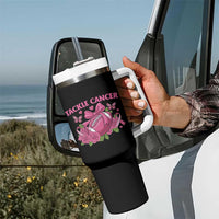 Tackle Cancer Tumbler With Handle Football Breast Cancer Awareness Pink Ribbon