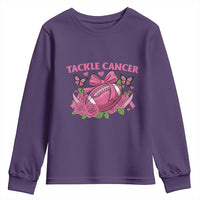 Tackle Cancer Youth Sweatshirt Football Breast Cancer Awareness Pink Ribbon - Wonder Print Shop