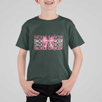 October Tackle Cancer Football Breast Cancer Awareness T Shirt For Kid - Wonder Print Shop