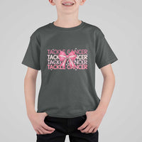 October Tackle Cancer Football Breast Cancer Awareness T Shirt For Kid - Wonder Print Shop