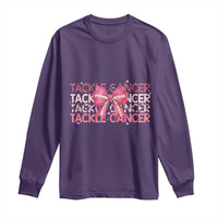 October Tackle Cancer Football Breast Cancer Awareness Long Sleeve Shirt - Wonder Print Shop