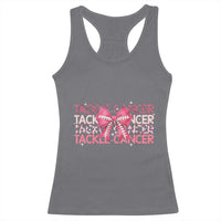 October Tackle Cancer Football Breast Cancer Awareness Racerback Tank Top - Wonder Print Shop