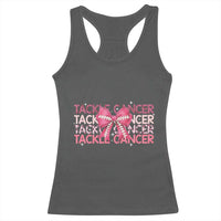 October Tackle Cancer Football Breast Cancer Awareness Racerback Tank Top - Wonder Print Shop