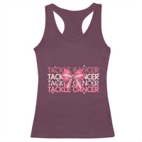 October Tackle Cancer Football Breast Cancer Awareness Racerback Tank Top - Wonder Print Shop