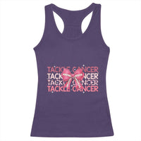 October Tackle Cancer Football Breast Cancer Awareness Racerback Tank Top - Wonder Print Shop