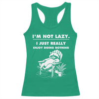 Lazy Raccoon Racerback Tank Top Funny I Am Not Lazy I Just Really Enjoy Doing Nothing - Wonder Print Shop