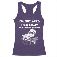 Lazy Raccoon Racerback Tank Top Funny I Am Not Lazy I Just Really Enjoy Doing Nothing - Wonder Print Shop