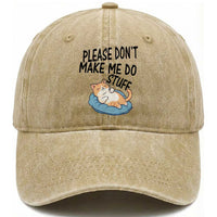 Funny Cat Lover Washed Cotton Baseball Cap Please Do Not Make Me Do Stuff