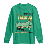 Funny Dinosaur Lover Long Sleeve Shirt I Am Not Lazy I Am On Energy Saving Mode - Wonder Print Shop