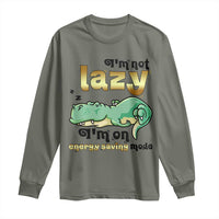 Funny Dinosaur Lover Long Sleeve Shirt I Am Not Lazy I Am On Energy Saving Mode - Wonder Print Shop