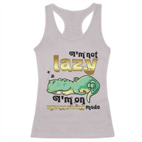 Funny Dinosaur Lover Racerback Tank Top I Am Not Lazy I Am On Energy Saving Mode - Wonder Print Shop