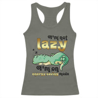Funny Dinosaur Lover Racerback Tank Top I Am Not Lazy I Am On Energy Saving Mode - Wonder Print Shop