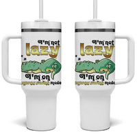 Funny Dinosaur Lover Tumbler With Handle I Am Not Lazy I Am On Energy Saving Mode