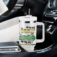Funny Dinosaur Lover Tumbler With Handle I Am Not Lazy I Am On Energy Saving Mode