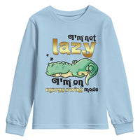 Funny Dinosaur Lover Youth Sweatshirt I Am Not Lazy I Am On Energy Saving Mode - Wonder Print Shop